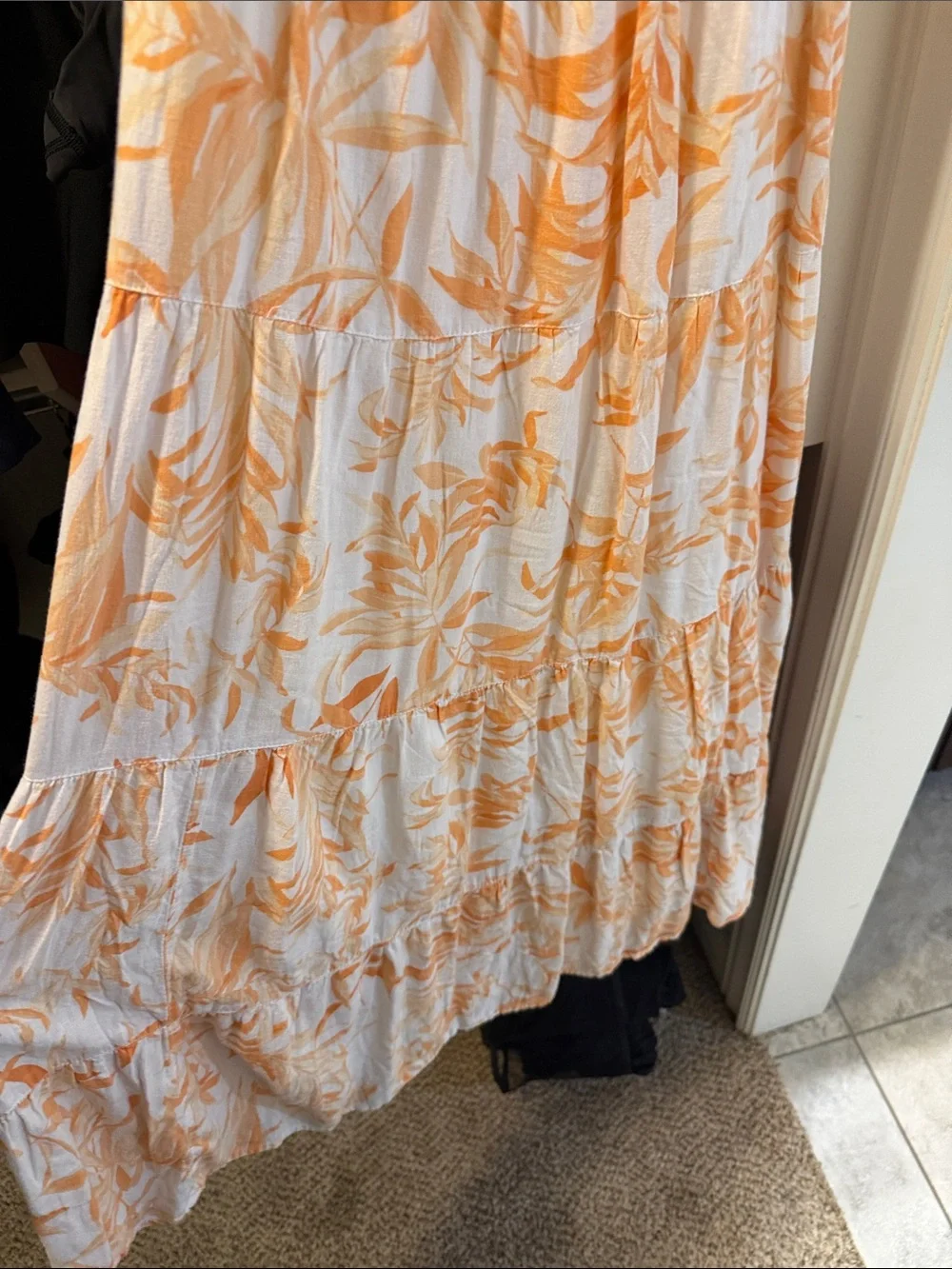Abercrombie and Fitch XS White Maxi Dress with Orange Floral Print